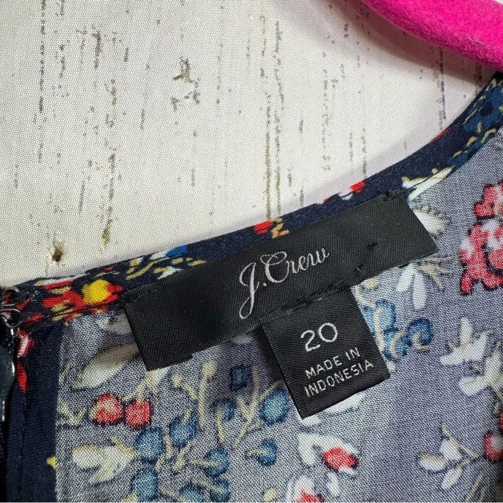 J.Crew Navy Floral Ruffle Mini Dress Romantic Cottagecore Soft Feminine - Picture 6 of 16